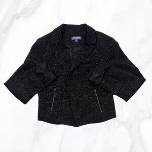 Vivienne Tam Women's Metallic‎ Open Black Cropped Blazer, Size S